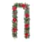 Glitzhome® 9ft. Pre-Lit Greenery Pine Poinsettia and Berries Christmas Garland with LED Lights and Timer